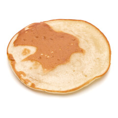 One pancake isolated on white background cutout.