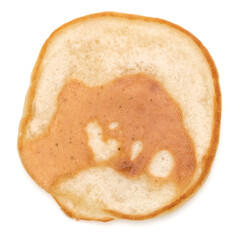 One pancake isolated on white background cutout. Top view.