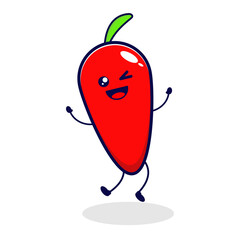 Chili jump cute character illustration