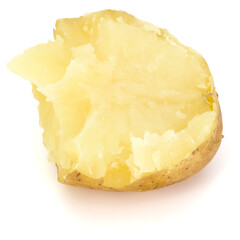 one boiled peeled potato half isolated on white background cutout
