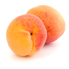 Fototapeta na wymiar Two apricot fruit isolated on white background cutout