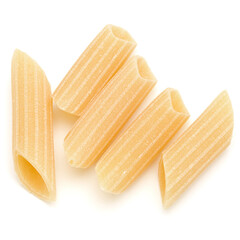Italian pasta isolated on white background. Pennoni. Penne rigate.