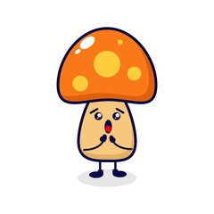 Mushrooms surprised cute character illustration
