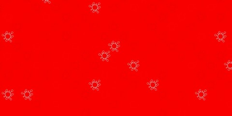 Dark red vector background with covid-19 symbols.