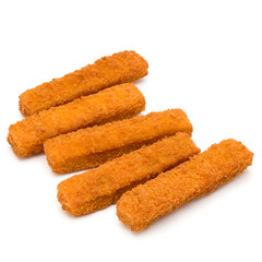 Crispy Fish fingers isolated on white background