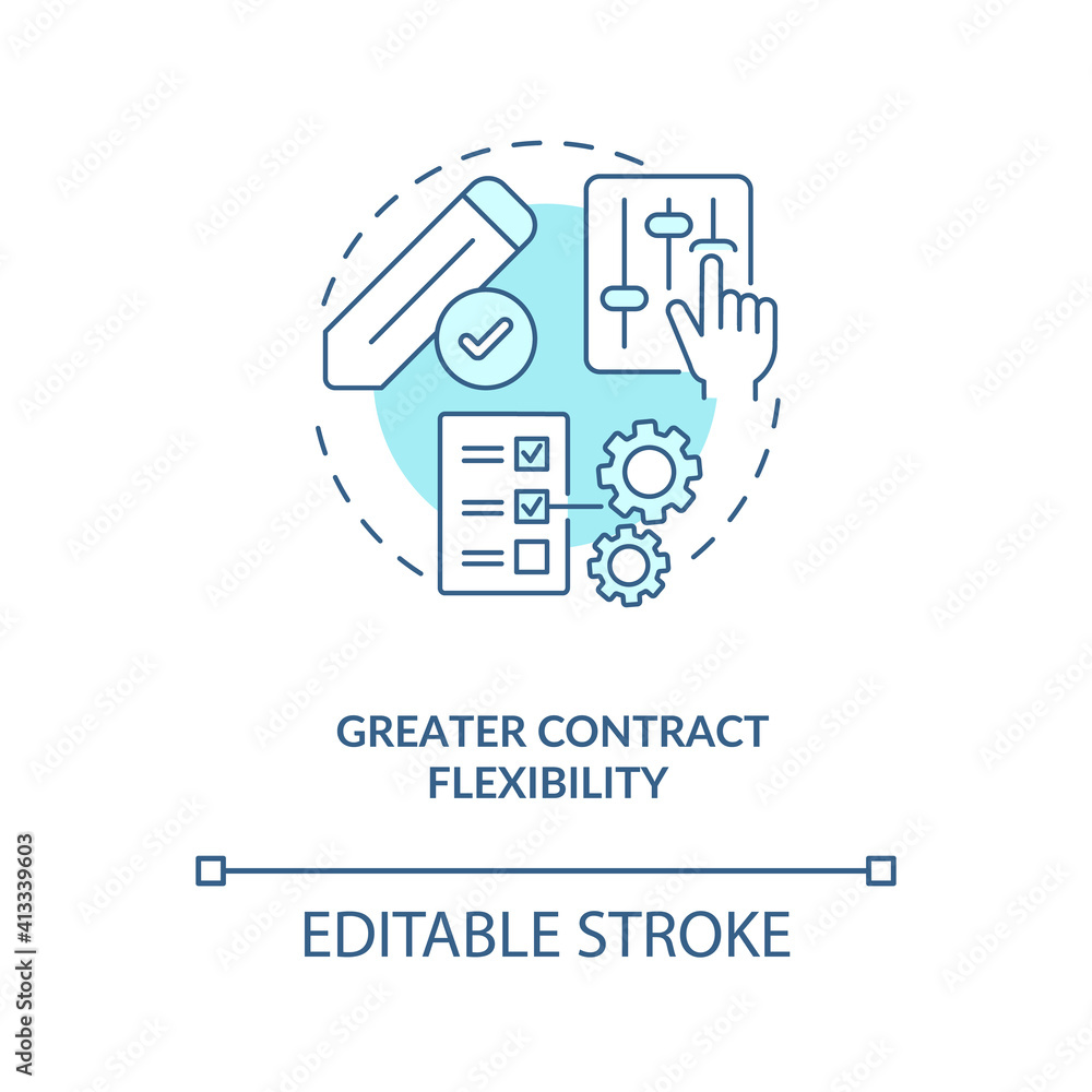Poster greater contract flexibility concept icon. contract management automation advantages. delivery value