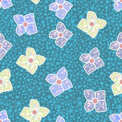 Raindrop Floral Scatter Pattern In Cream And Lilac With Dotty Background