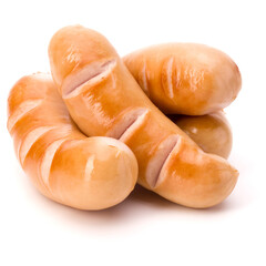 Roasted smoked sausages isolated on white background cutout