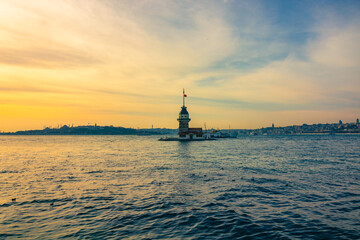 Fototapeta na wymiar Maiden's Tower in Istanbul at sunset