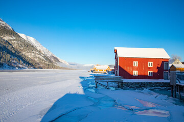 Very cold in the town on the shores of river Vefsna - Mosjøen,Helgeland,Nordland county,Norway,scandinavia,Europe
