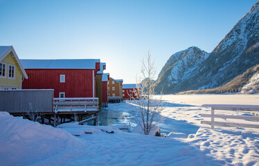 Very cold in the town on the shores of river Vefsna - Mosjøen,Helgeland,Nordland county,Norway,scandinavia,Europe