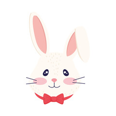 cutle little rabbit with bowtie head easter character vector illustration design