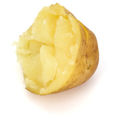 one boiled peeled potato half isolated on white background cutout
