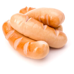 Roasted smoked sausages isolated on white background cutout