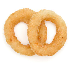 Crispy deep fried onion or Calamari ring isolated on white background