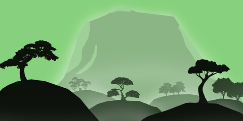 illustration of green mountains