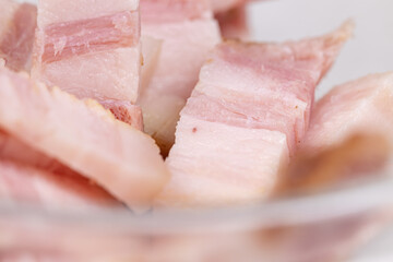 Macro of Sliced Bacon in the bowl