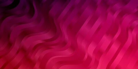 Dark Purple, Pink vector background with curved lines.