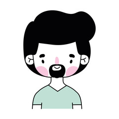 smiling man with a black hair on a white background