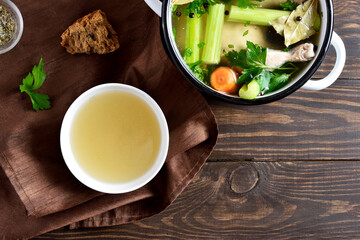 Chicken broth with vegetables and spices