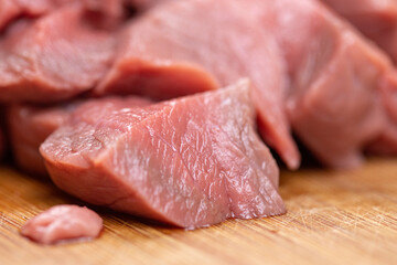 Fresh Raw Pork Meat sliced and ready for cooking