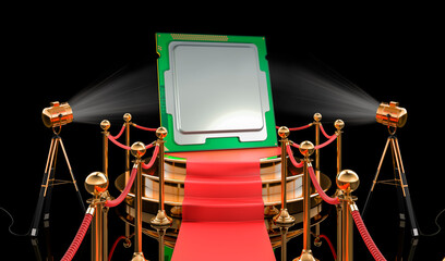 Podium with cpu, 3D rendering