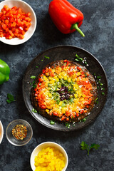 Rainbow veggie bell peppers pizza crust