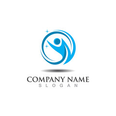 Globe abstract person logo business graphic design isolated on white
