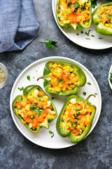 Baked green bell peppers