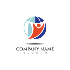 Globe abstract person logo business graphic design isolated on white
