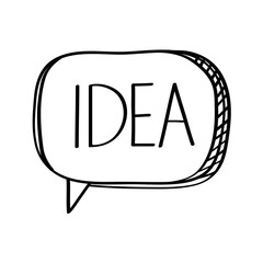 speech bubble with idea word social media doodle style icon vector illustration design