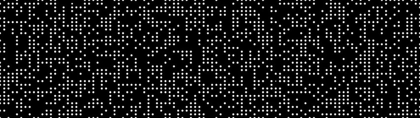 Halftone. Pattern. Abstract dotted background. Texture of white dots. Matrix code. Monochrome gradient background. Vector illustration.