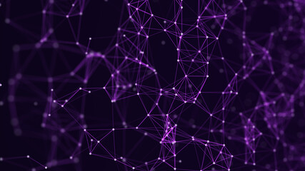 Abstract digital background of dots and lines. Big data visualization. Connection structure. Abstract technology science background. 3d rendering