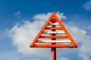 Navigation mark on the sand dunes of the coastline of the Island Sylt, near List, Ellenbogen,...
