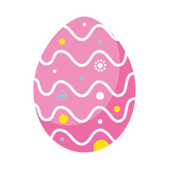 happy easter pink egg paint with waves vector illustration design