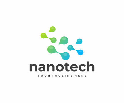 Biotechnology network logo design. Molecular structure vector design. Nano science and technology logotype