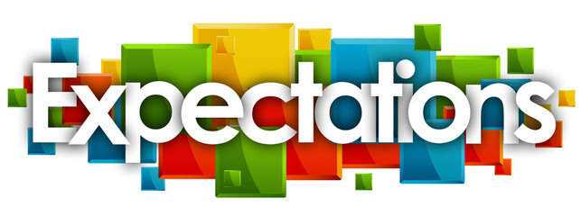 Expectations word in colored rectangles background