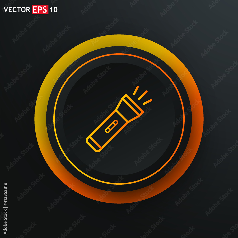 Aufkleber flash light sig flash light sign. single line icon on black background.n. single line icon on black 