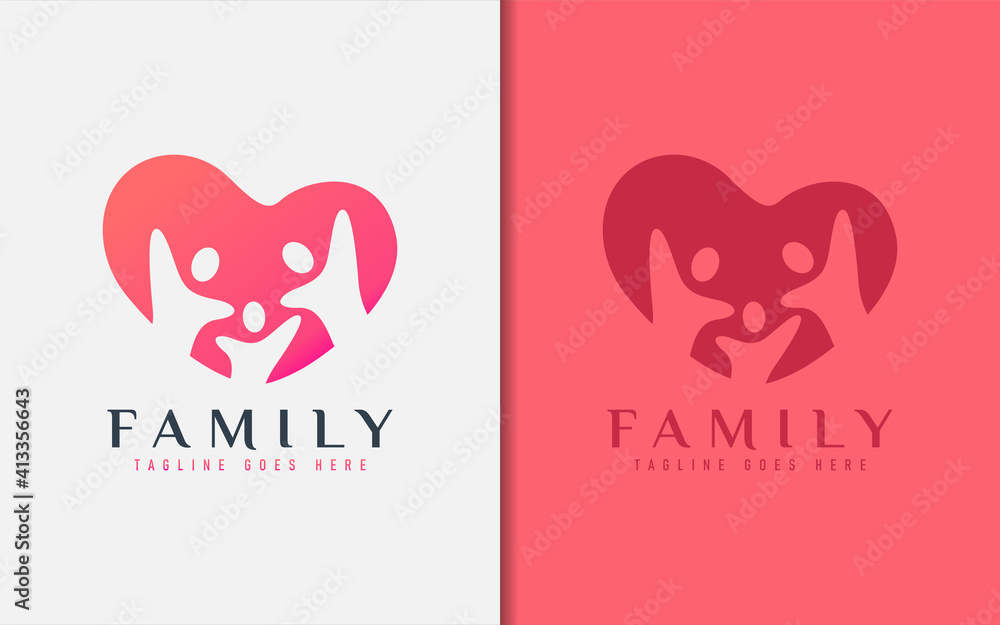 Wall mural family logo design. abstract colorful family group forming a hearth symbol. vector logo illustration