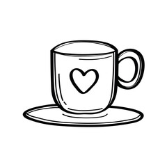 coffee cup with heart doodle style icon vector illustration design