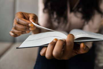 American African Prayer Woman Studying Bible Book