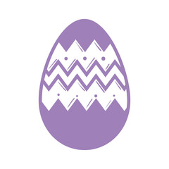happy easter season lilac color egg painted line style icon vector illustration design