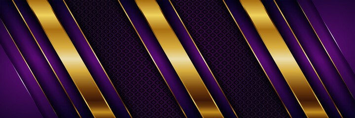 Fototapeta premium abstract 3d style luxury golden line overlap layer background . Luxurious modern dark in gold shades template deluxe design illustration vector