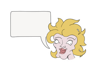 Blonde woman talking