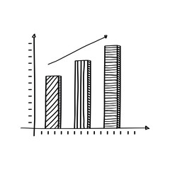 statistics bars infographic doodle style icon vector illustration design