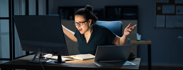 Angry Arguing Woman In Online Video Conference