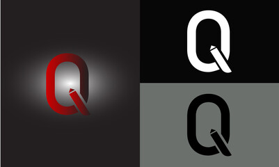 Q Gradient letter logo design template. Red letters Q on dark background. Creative minimal vector emblem. Graphic Alphabet Symbol for Corporate Business Identity. Vector element