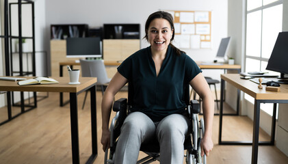 Disabled Handicapped Businesswoman In Wheelchair