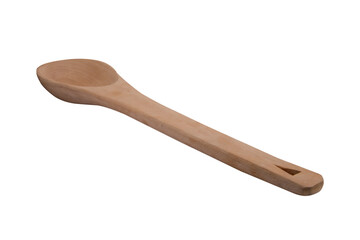 Large wooden food spoon isolated on a white background
