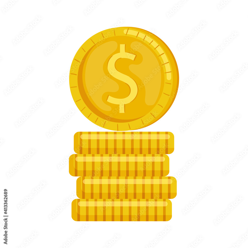 Wall mural coins cash dollars money isolated icon vector illustration design